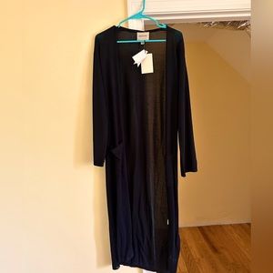 Industry long black sheer cardigan size M